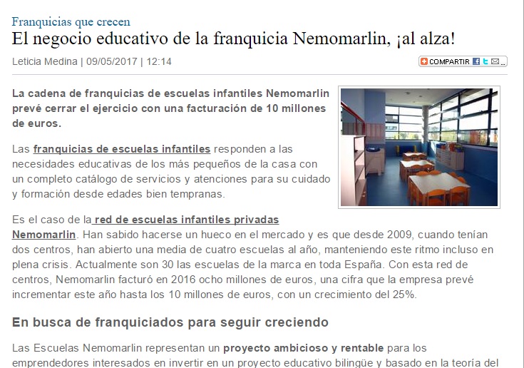 Portada noticia infofranquicias franquicia Nemomarlin