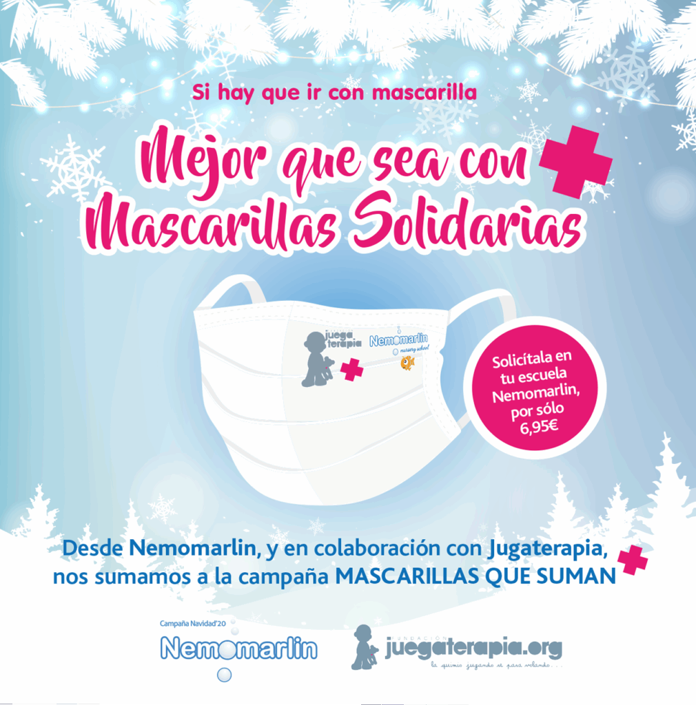 Mascarillas solidarias guarderias Nemomarlin y fundación Juegaterapia